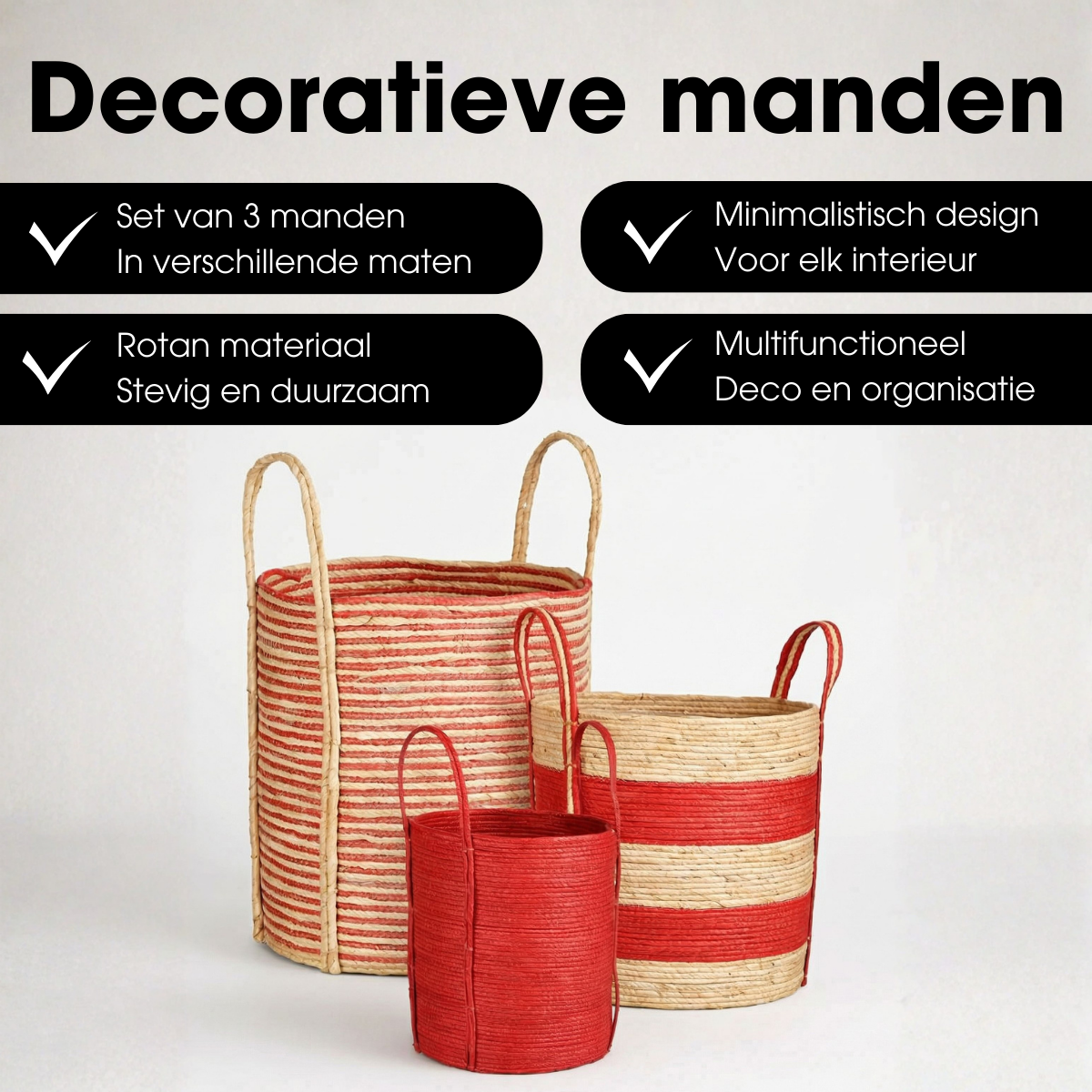 Plantenmandset Rood Mica Decorations
