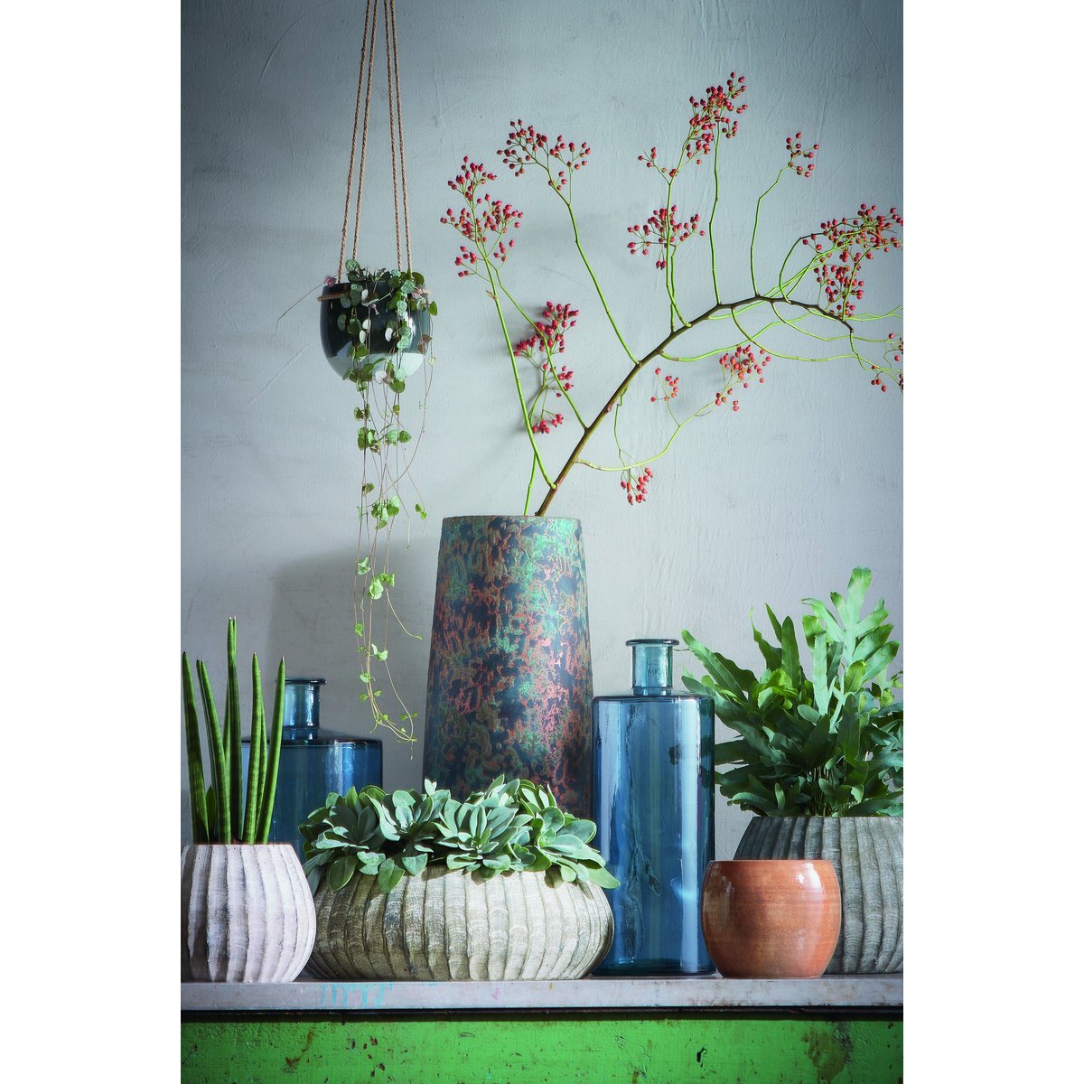 Decoratieve fles Guan Blauw Mica Decorations