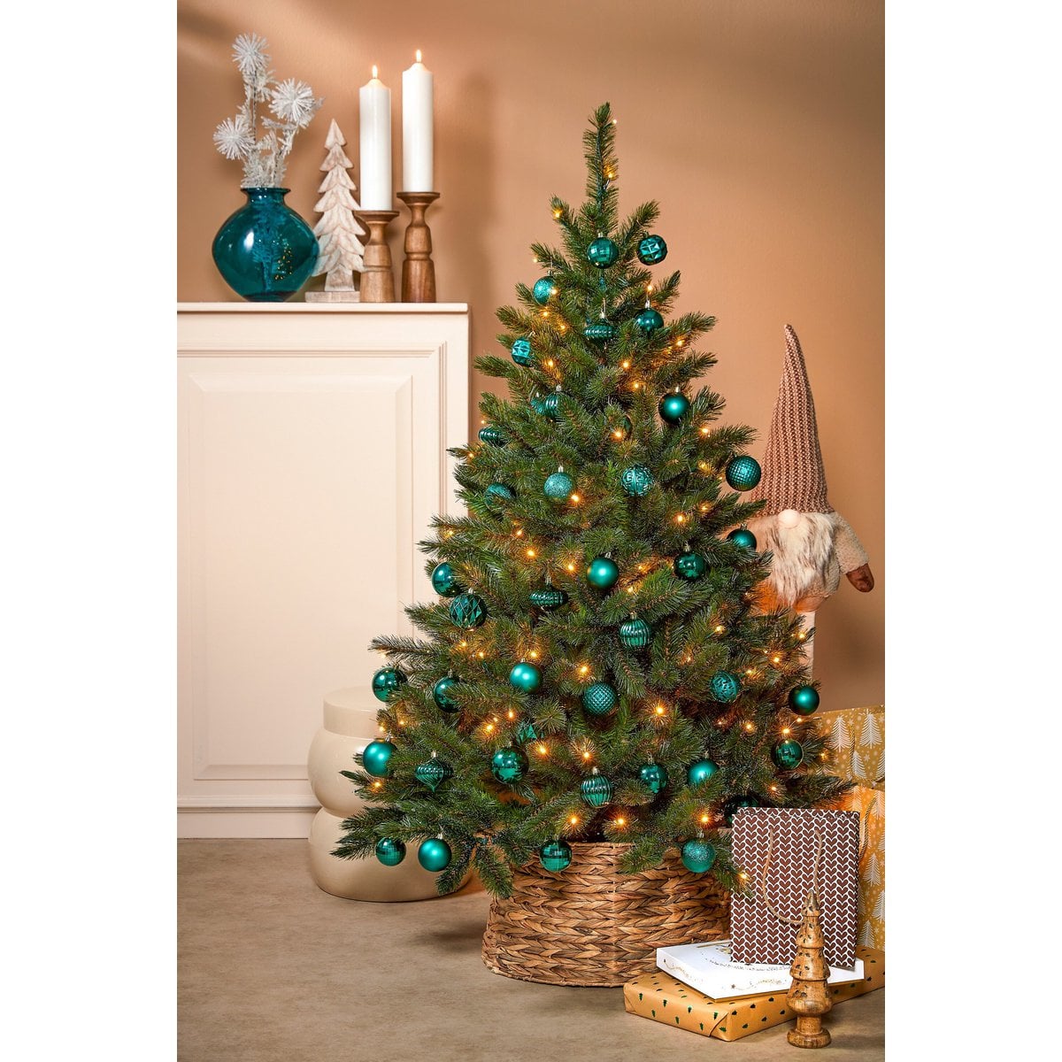 Kerstballen set  Donkergroen Mica Decorations