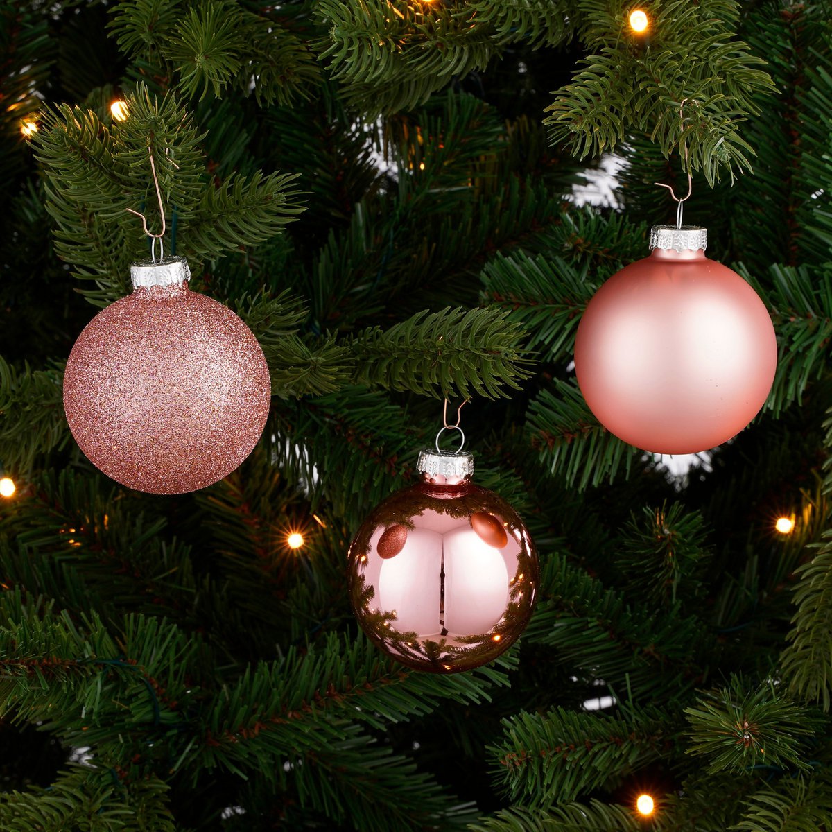 Kerstballen set  Roze Mica Decorations