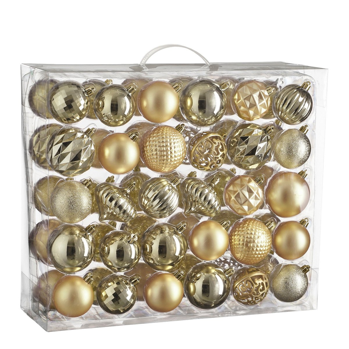 Kerstballen set  Champagne Mica Decorations