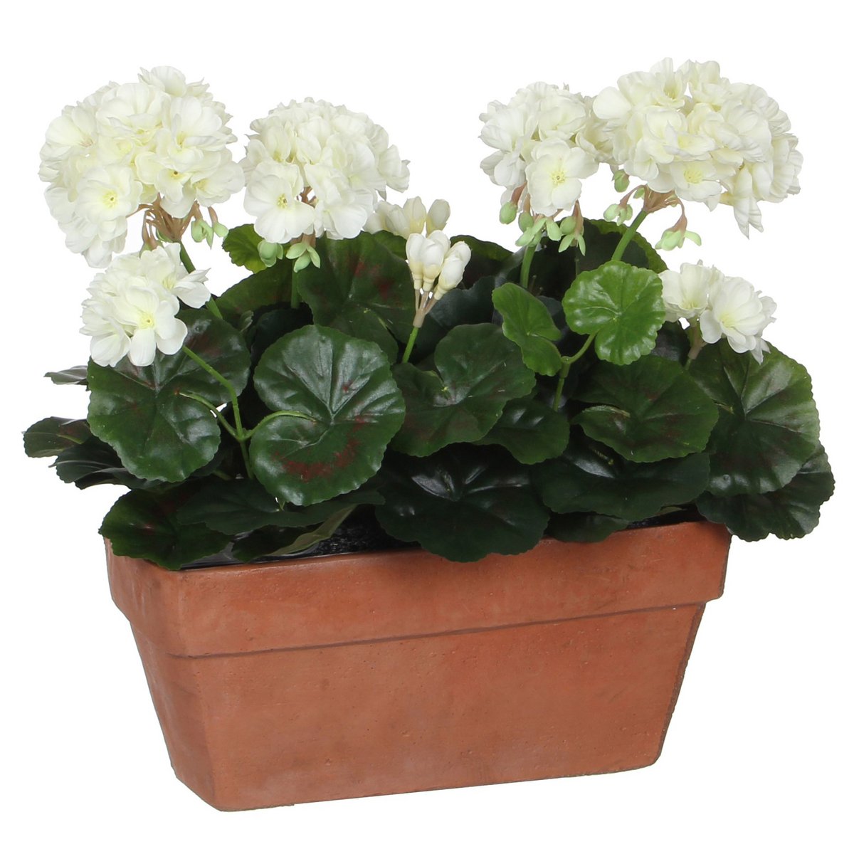 Geranium Kunstplant in Balkonbak - L29 x B13 x H40 cm - Wit Mica Decorations