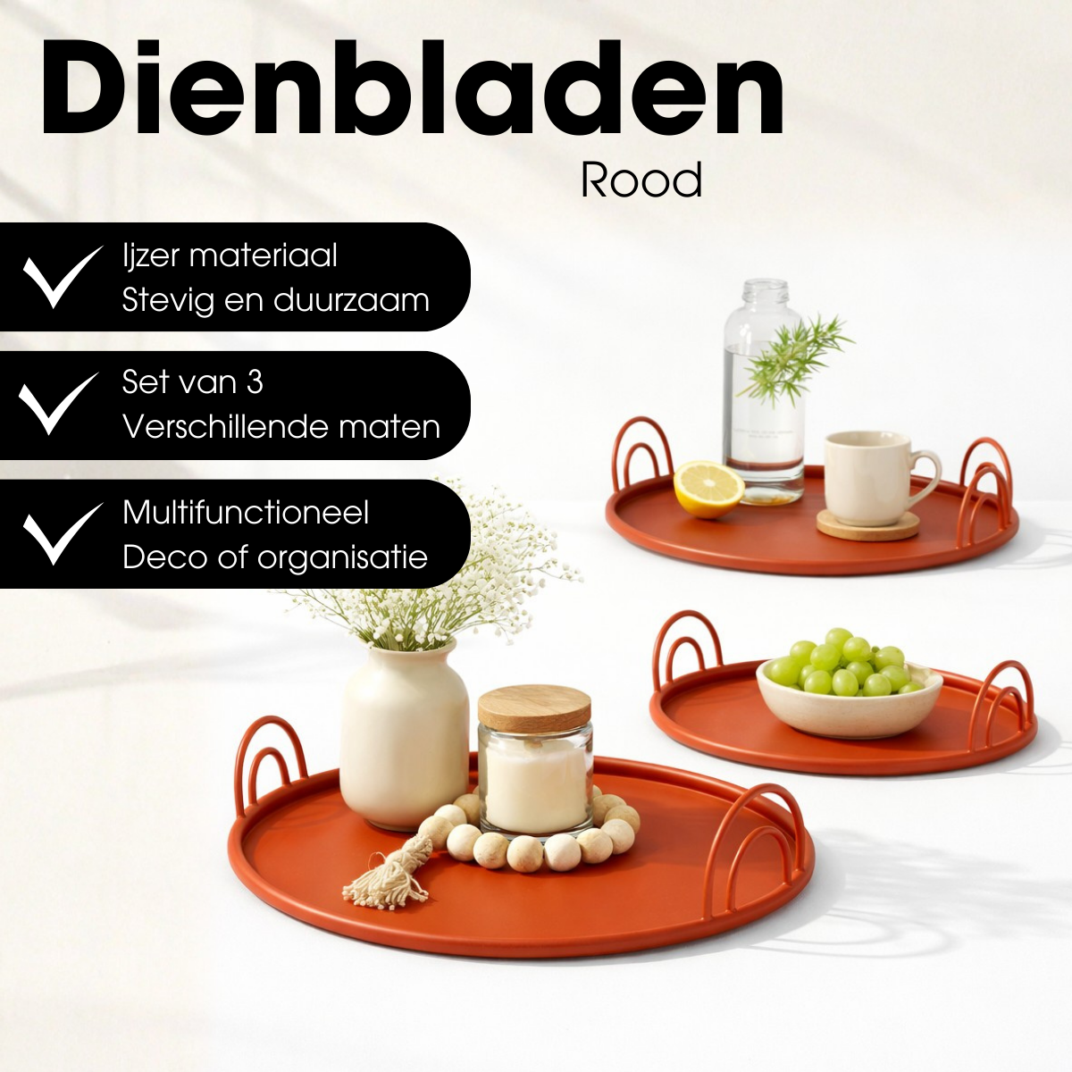 Dienblad Rood Rood Mica Decorations