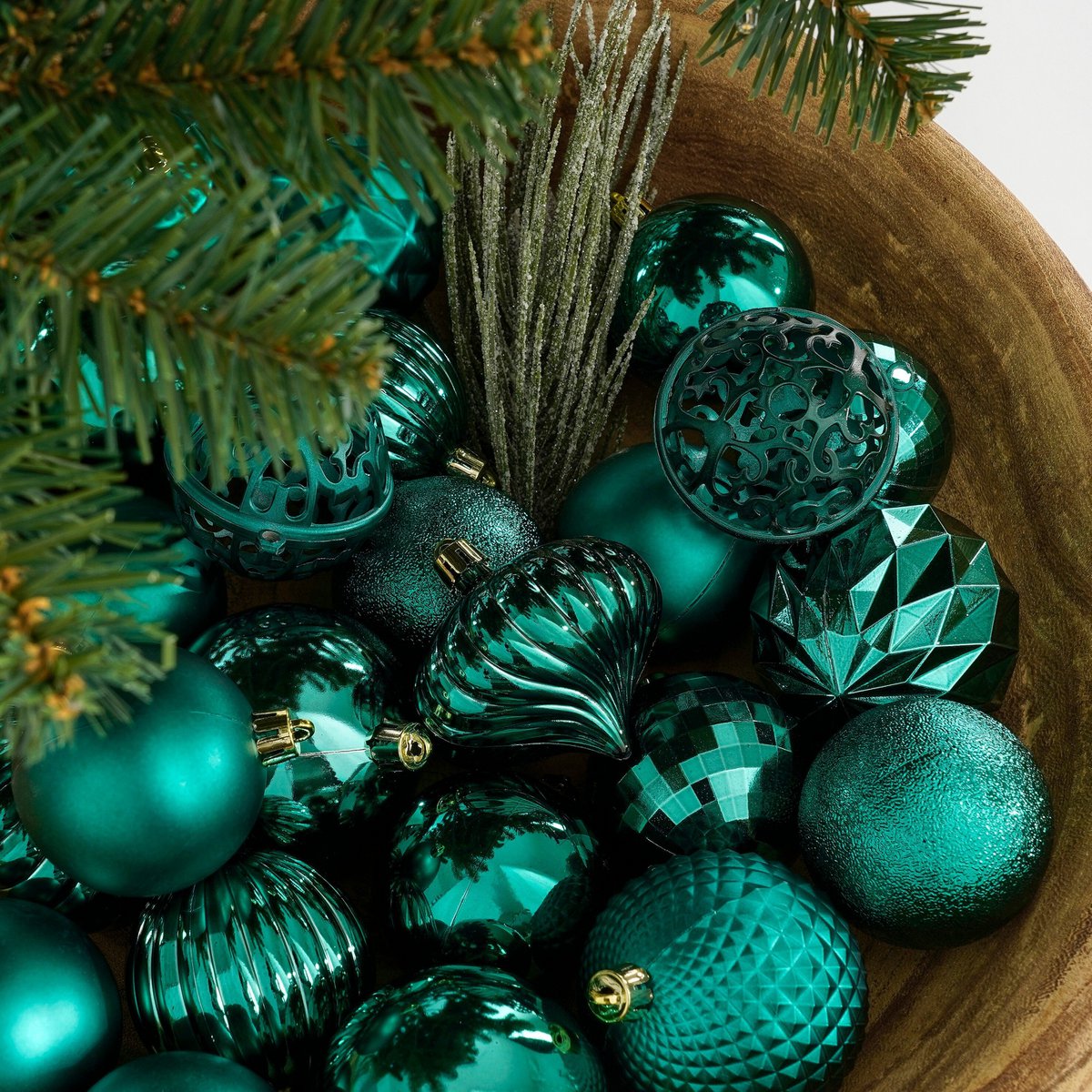 Kerstballen set  Donkergroen Mica Decorations