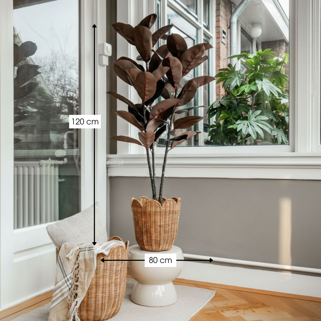 Kunstplant Rubberplant Rood Mica Decorations