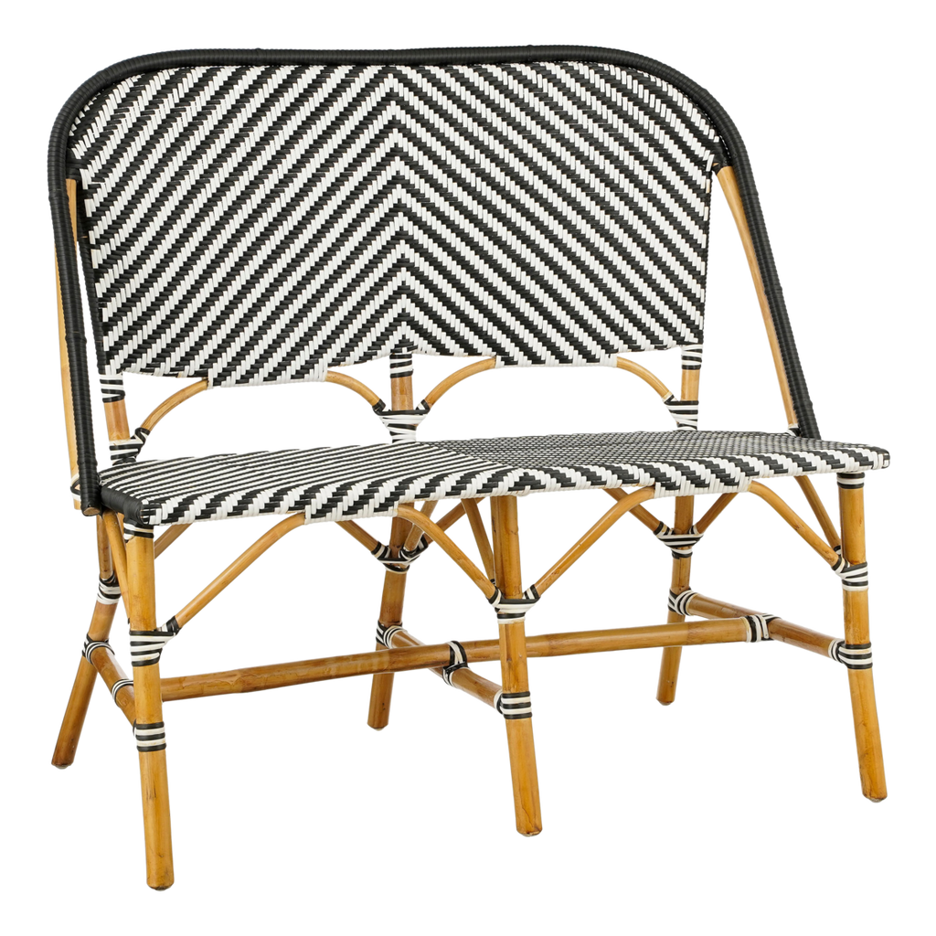 Mandox Bank voor Buiten - L98 x B60 x H93 cm - Rotan - Zwart, Wit