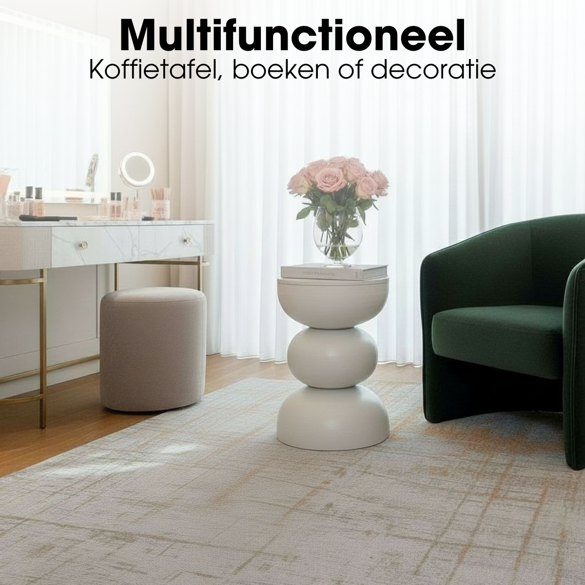 Bijzettafel Luna Gebroken wit Mica Decorations