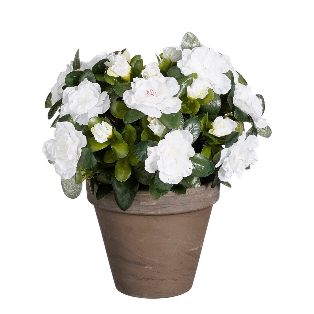 Azalea Kunstplant in Bloempot Stan - H31 x Ø26 cm - Wit