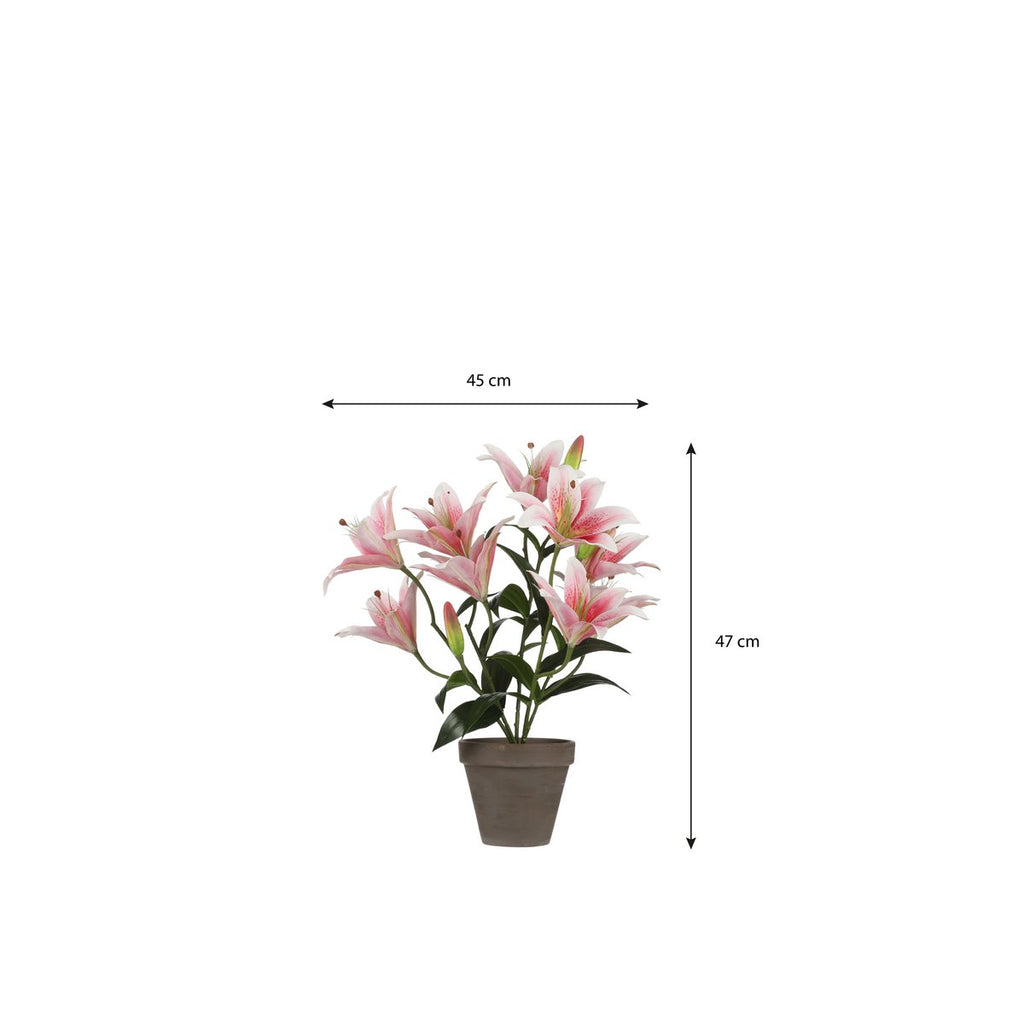 Tijgerlelie Kunstplant in Bloempot Stan - H47 x Ø45 cm - Roze