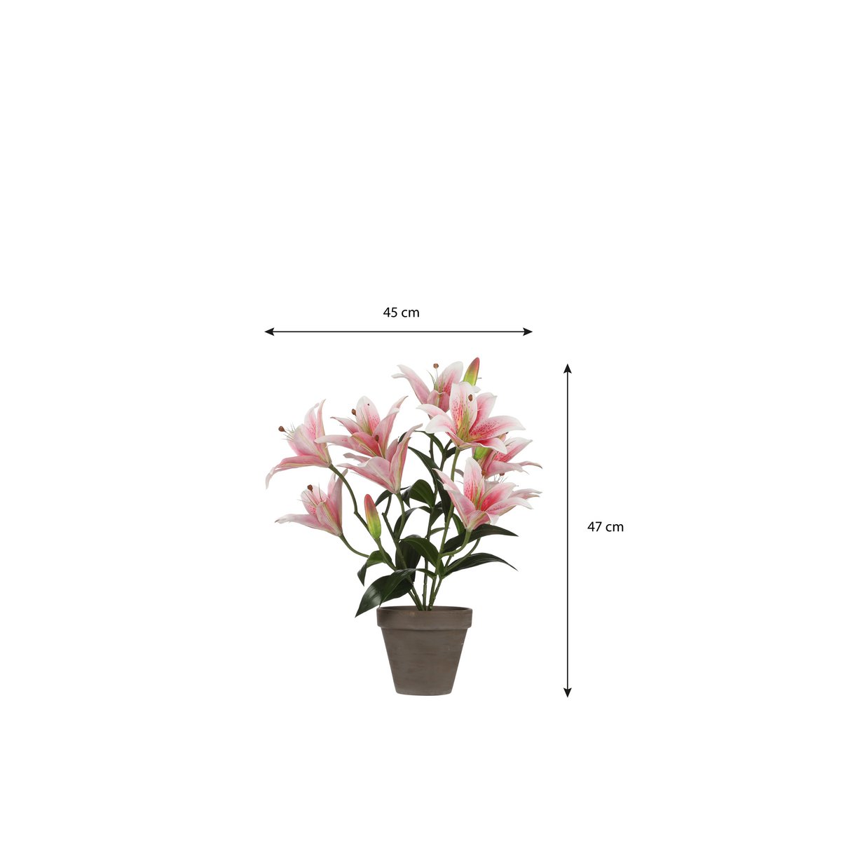 Tijgerlelie Kunstplant in Bloempot Stan - H47 x Ø45 cm - Roze