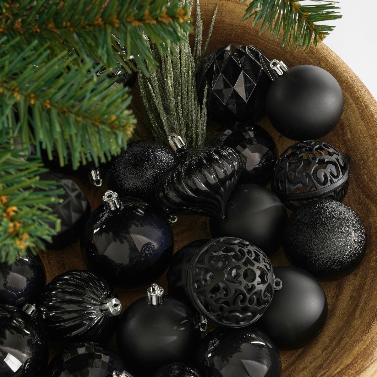 Kerstballen set  Zwart Mica Decorations