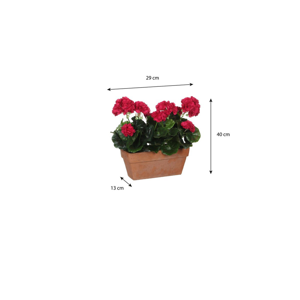 Geranium Kunstplant in Balkonbak - L29 x B13 x H40 cm - Donkerroze