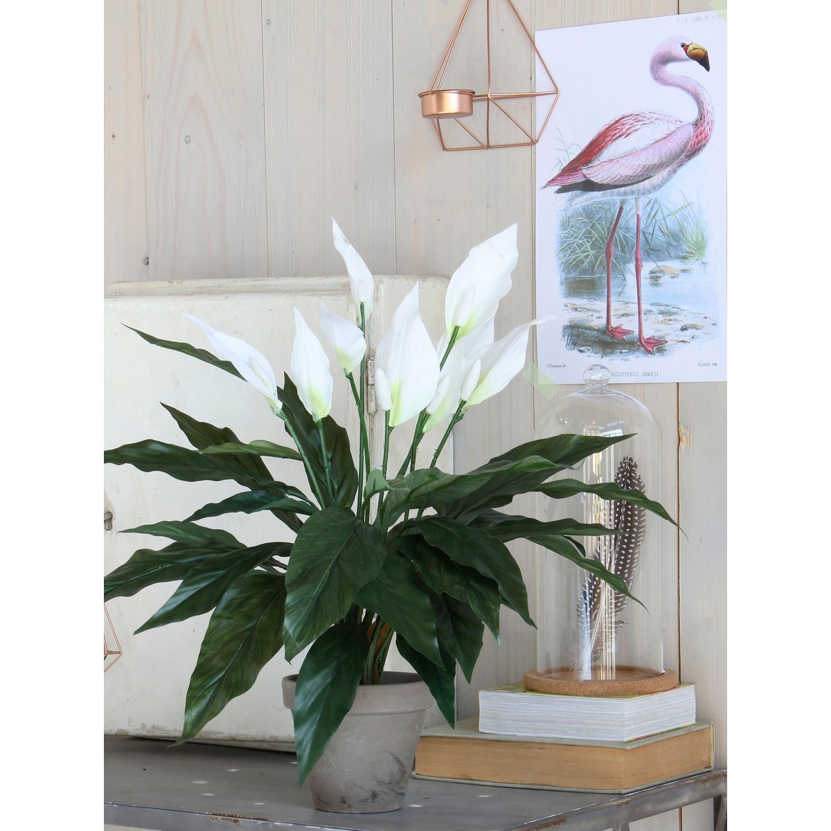 Kunstplant Spathiphyllum Wit Mica Decorations
