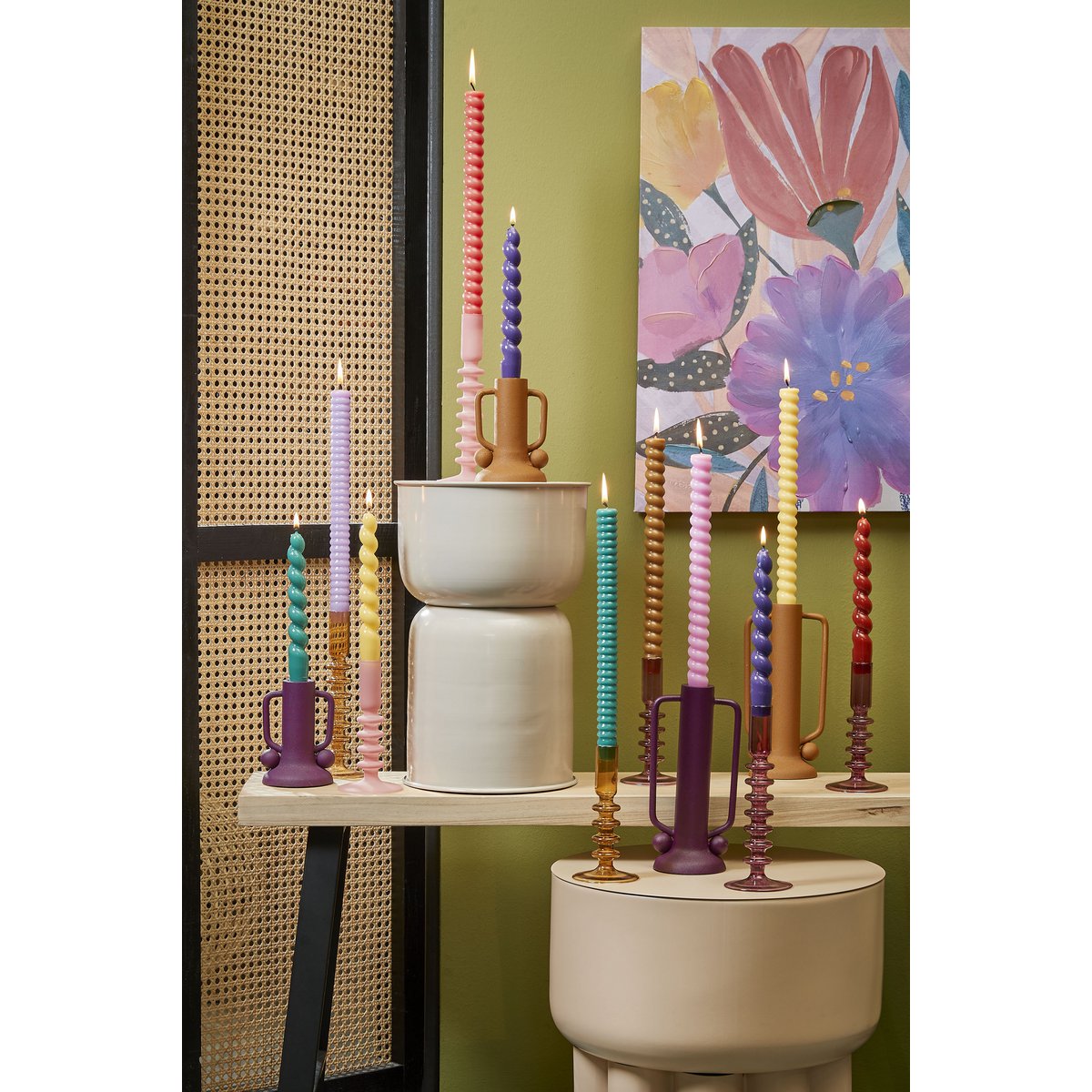 Agios Kandelaar - H20 x Ø8 cm - Glas - Bruin