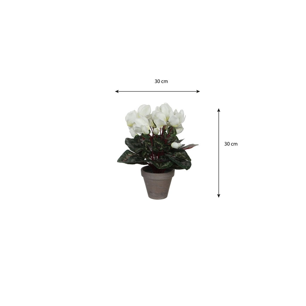 Kunstplant Cyclamen Wit Mica Decorations