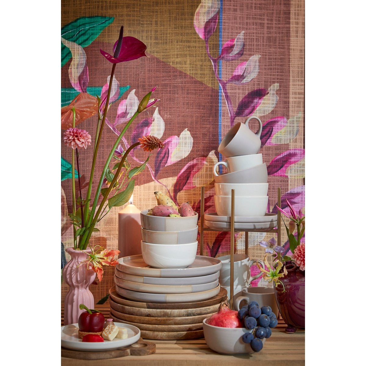 Servies set Ozzu Grijs Mica Decorations