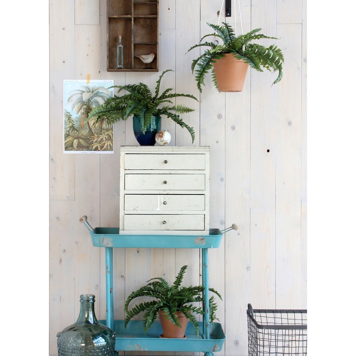 Kunstplant Boston fern Groen Mica Decorations