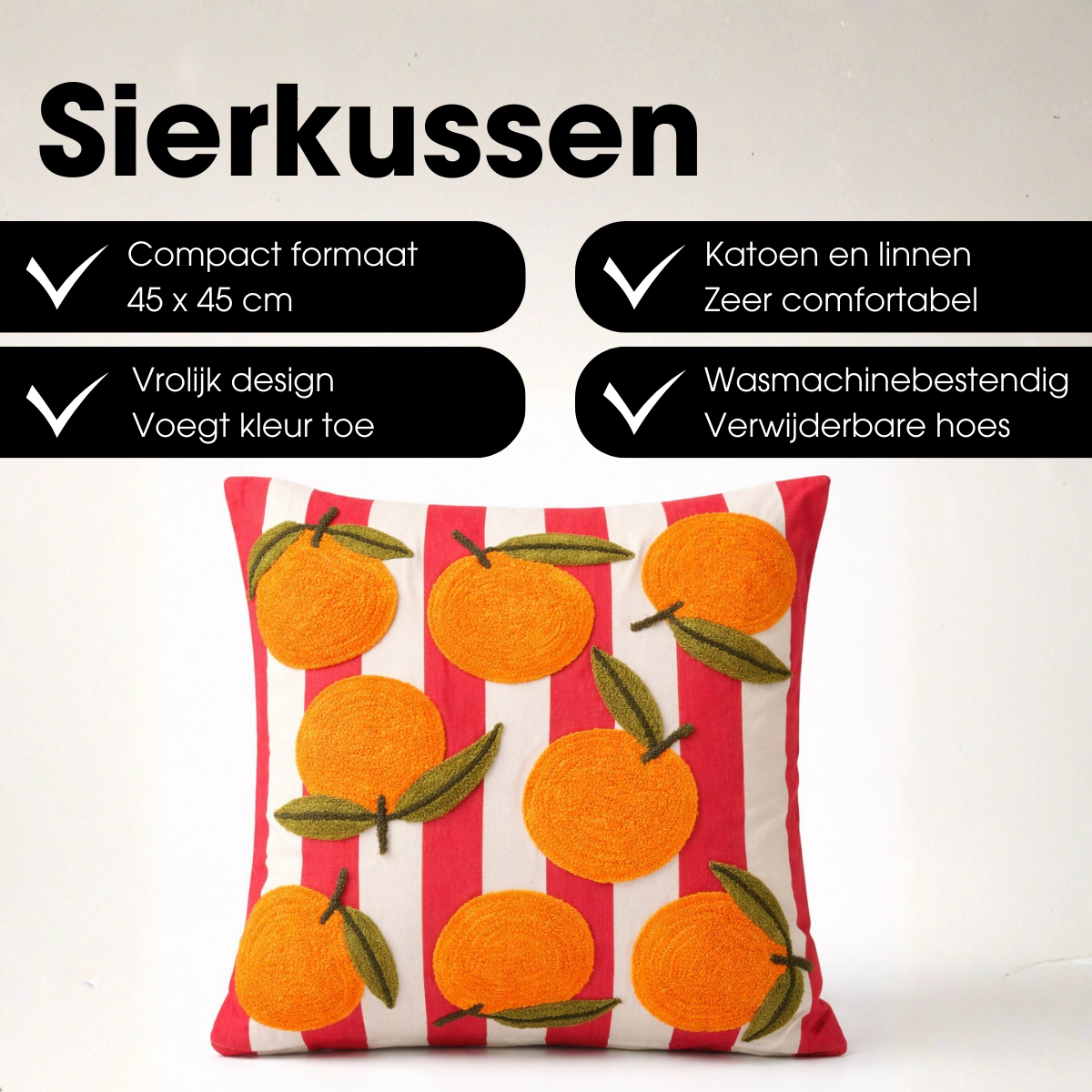 Sierkussen  Gebroken wit Mica Decorations