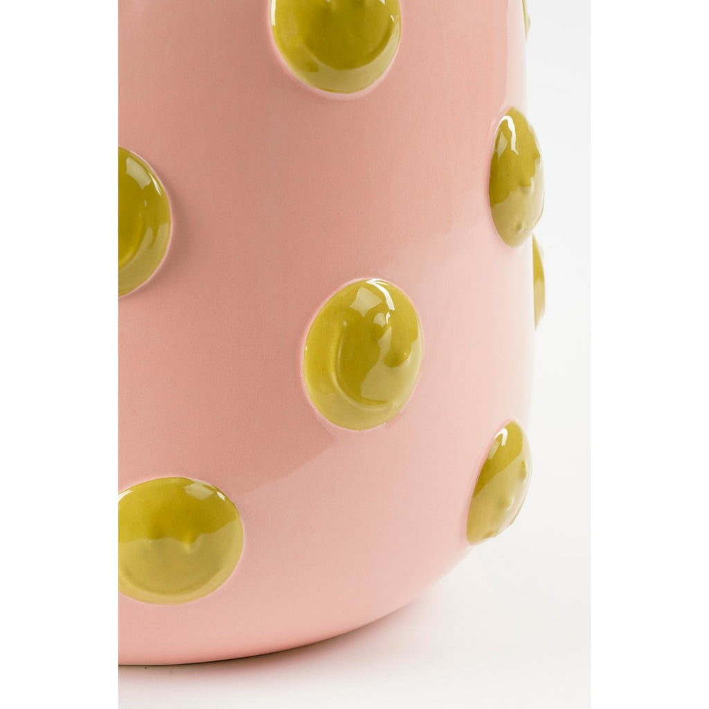 Smiley Vaas - H28 x Ø29 cm - Keramiek - Lichtroze, Oker