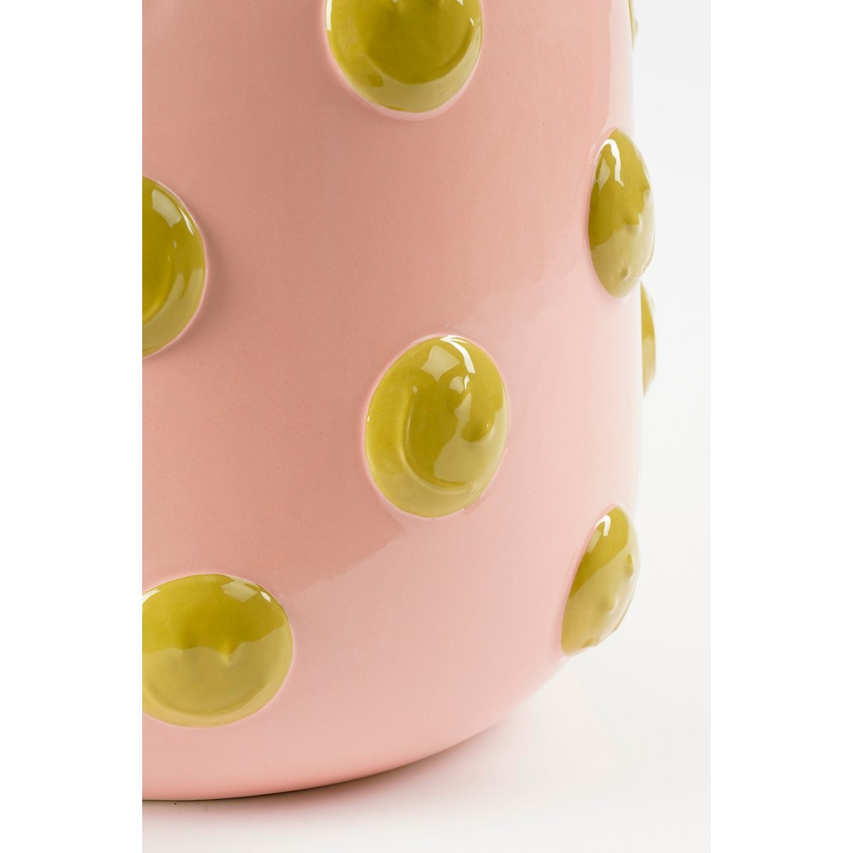 Smiley Vaas - H28 x Ø29 cm - Keramiek - Lichtroze, Oker