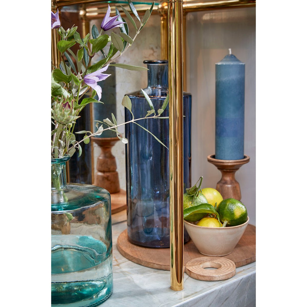 Guan Fles Vaas - H40 x Ø15 cm - Gerecycled Glas - Blauw