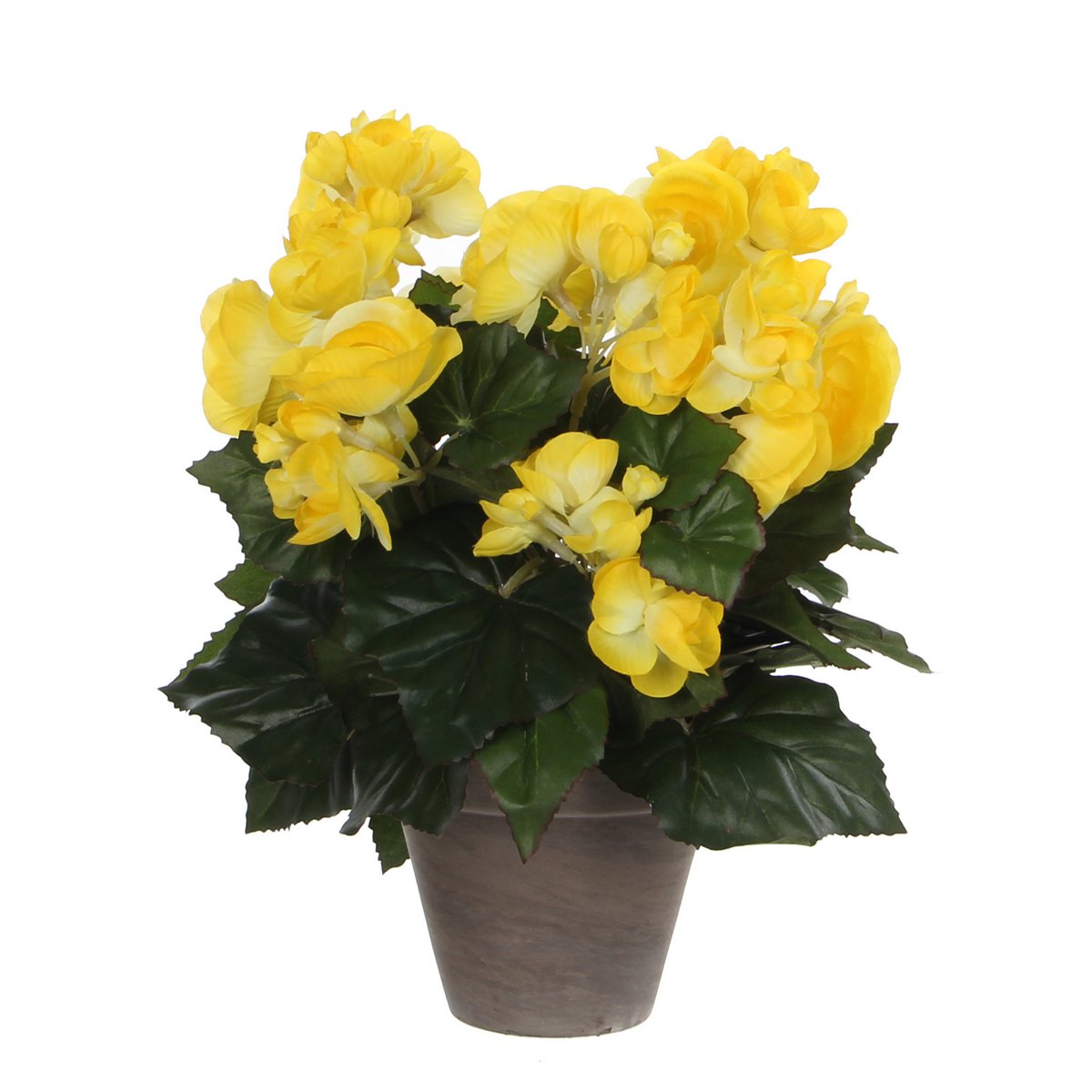 Begonia Kunstplant in Bloempot Stan - H30 x Ø25 cm - Geel