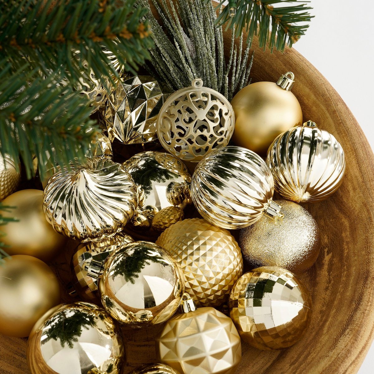 Kerstballen set  Champagne Mica Decorations