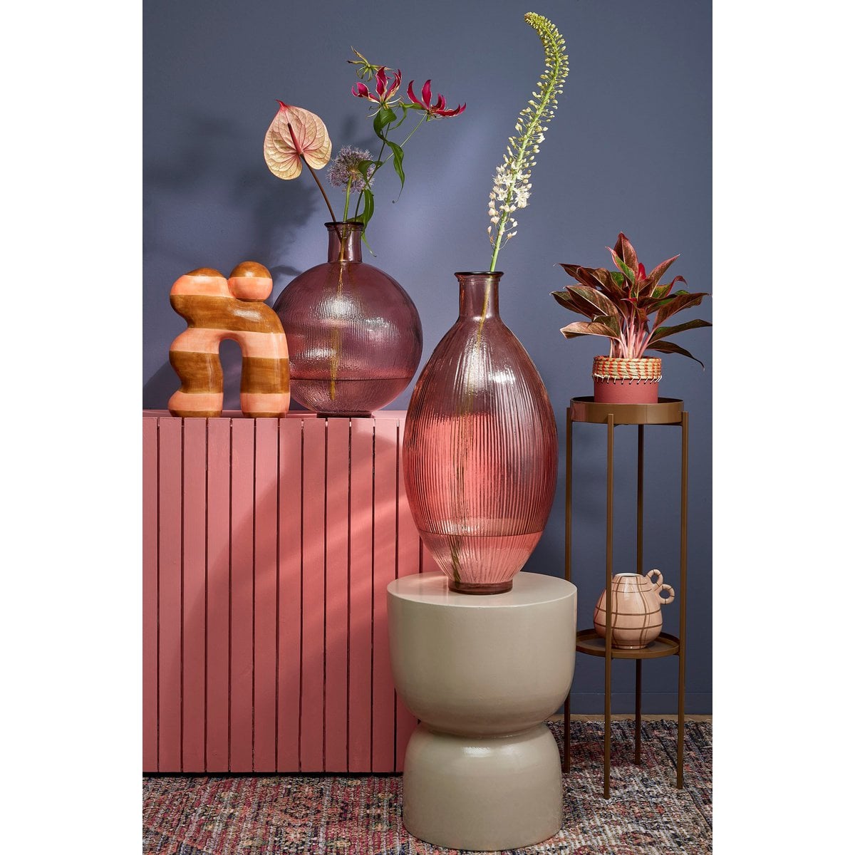 Decoratieve fles Firenza Lichtroze Mica Decorations