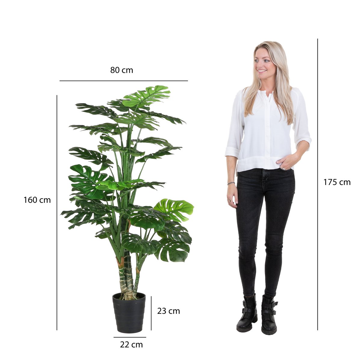 Monstera Kunstplant - H160 x Ø80 cm - Groen Mica Decorations
