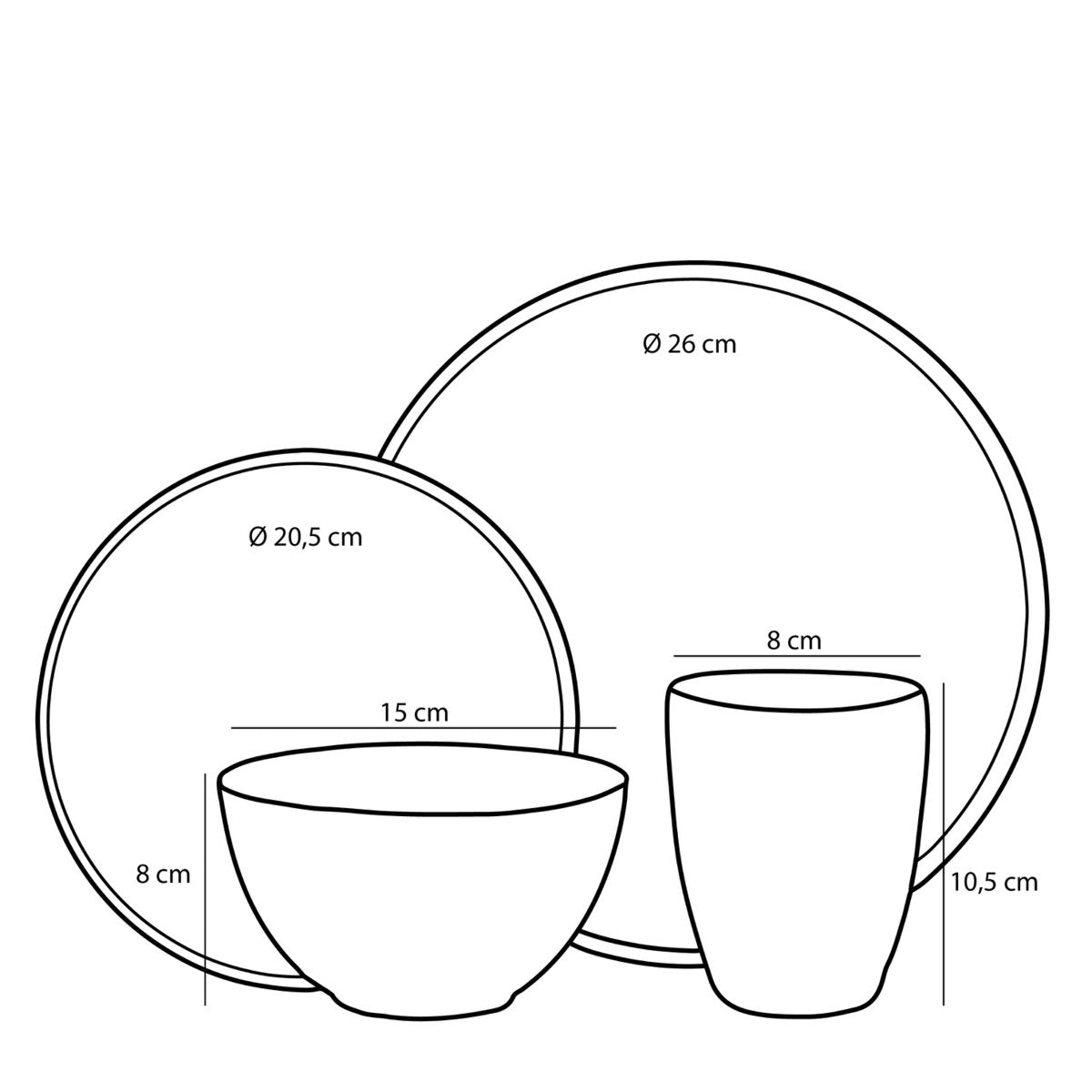 Servies set Tabo Zwart Mica Decorations