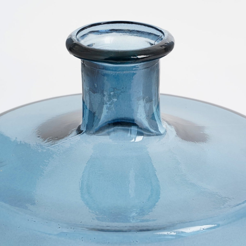 Guan Fles Vaas - H26 x Ø21 cm - Gerecycled Glas - Blauw Mica Decorations