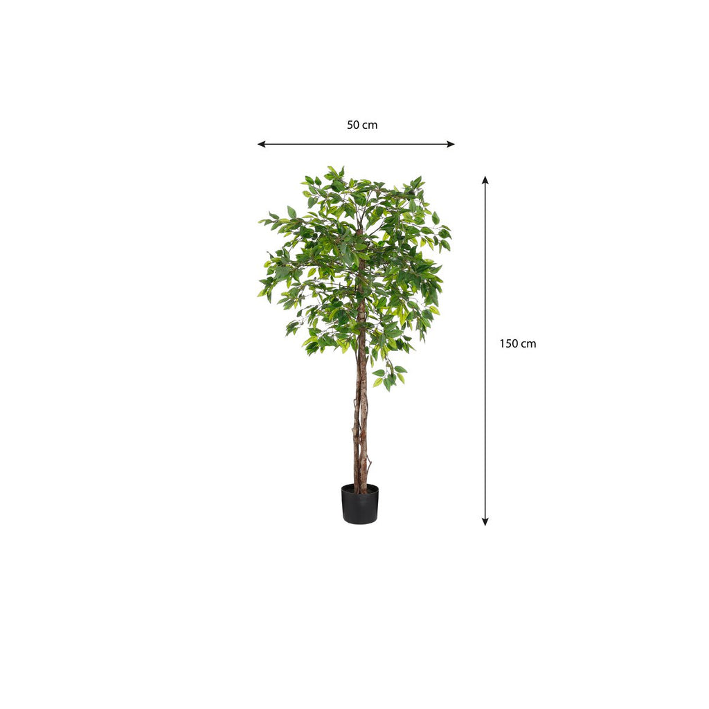 Ficus Kunstplant in Bloempot - H150 x Ø50 cm - Groen 