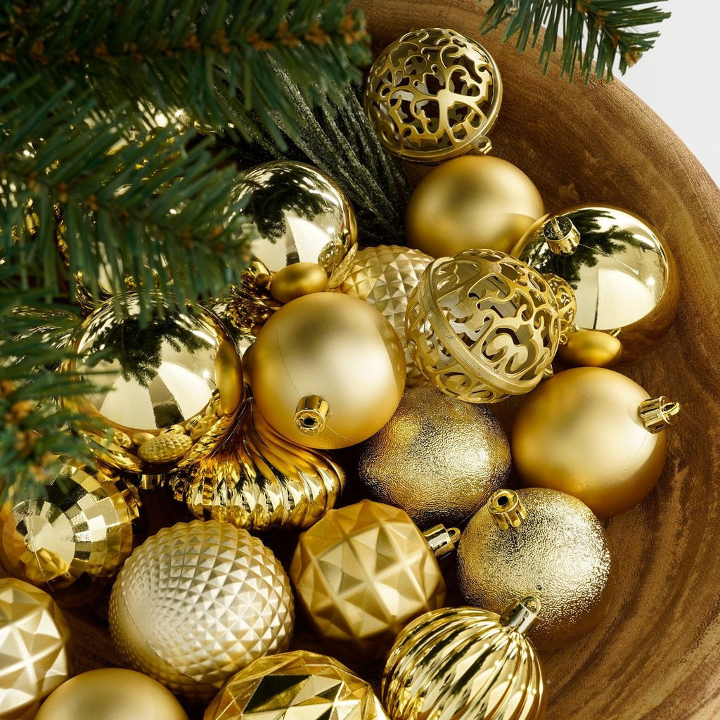 Kerstballen set  Goud Mica Decorations