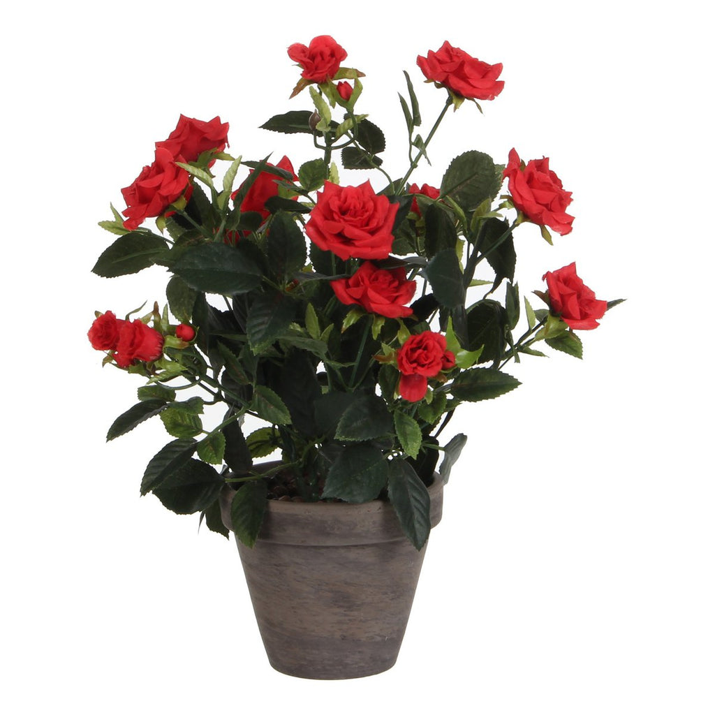 Rozenstruik Kunstplant in Bloempot Stan - H33 x Ø25 cm - Rood