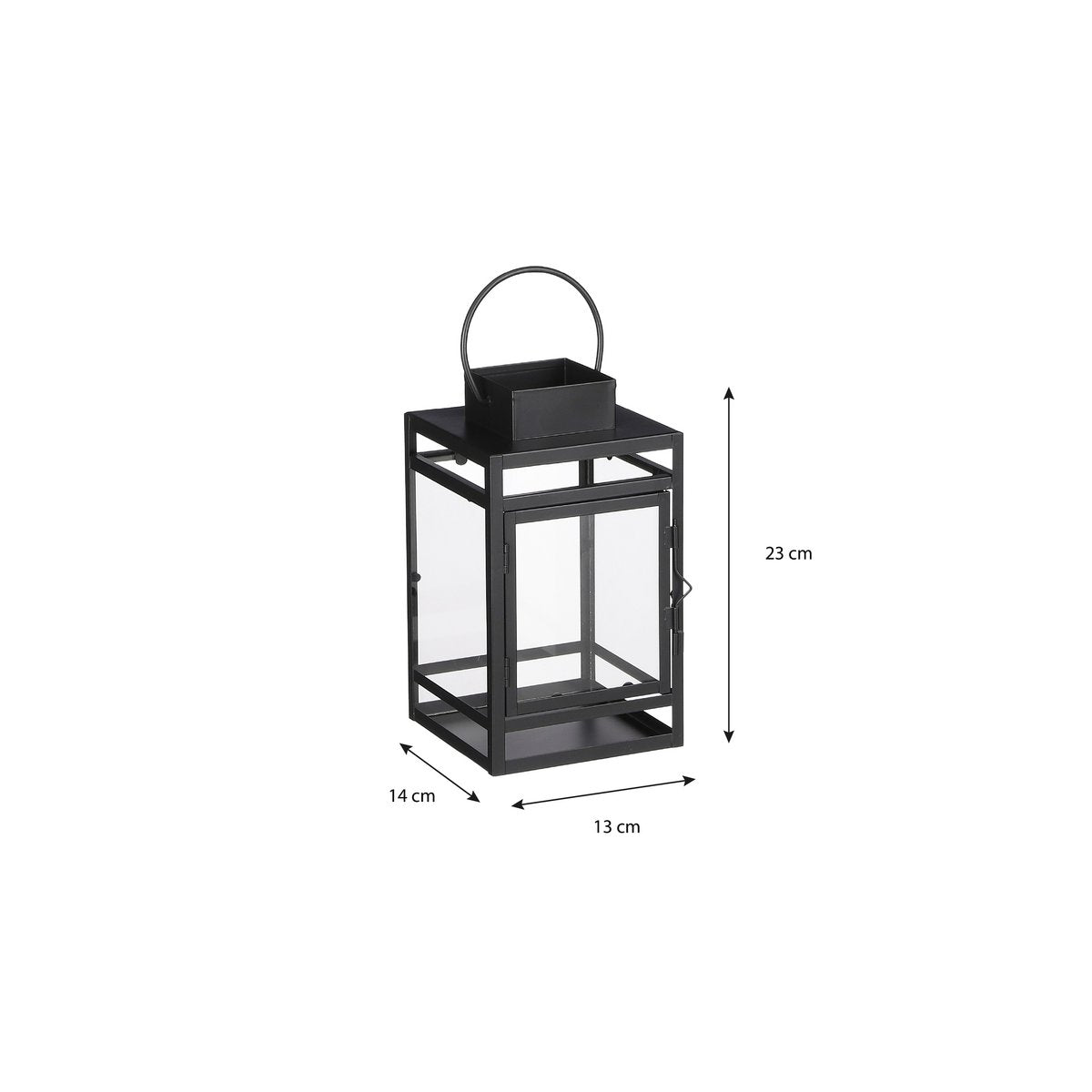 Storm Lantaarn - L14 x B13 x H23 cm - Zwart