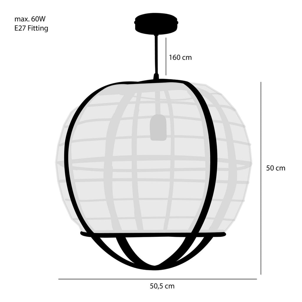 Pella Hanglamp - H50 x Ø51 cm - Linnen - Off-white Mica Decorations