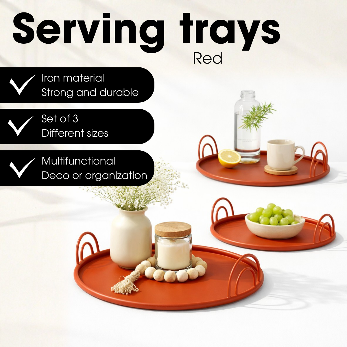 Dienblad Rood Rood Mica Decorations