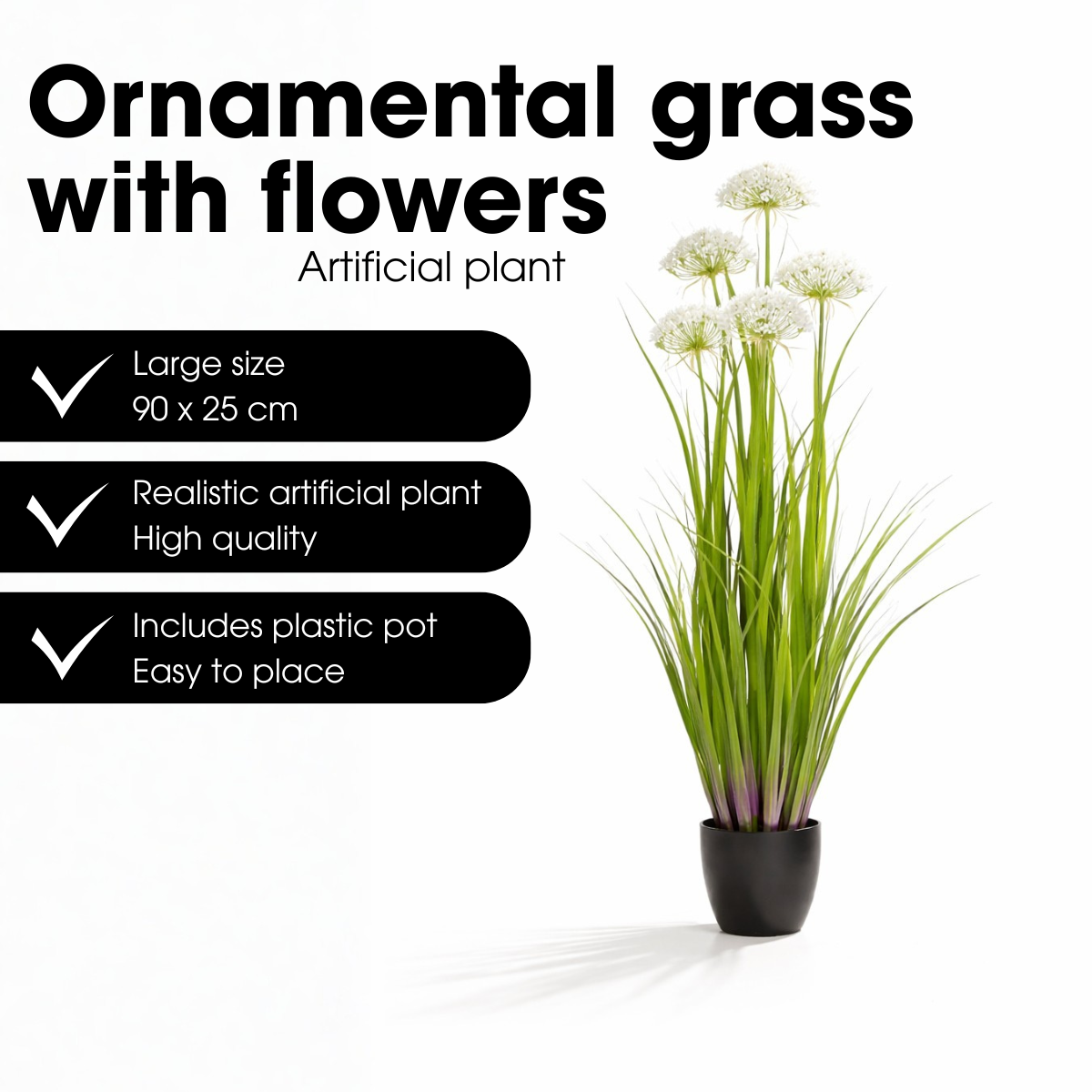 Kunstplant Siergras Wit Mica Decorations