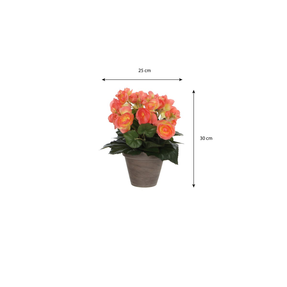 Begonia Kunstplant in Bloempot Stan - H30 x Ø25 cm - Zalmroze