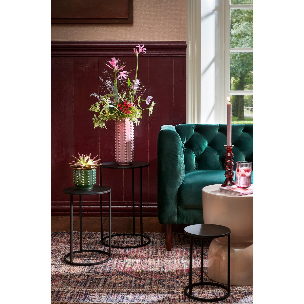 Stage Bijzettafel - H45 x Ø35 cm - Cement - Beige Mica Decorations