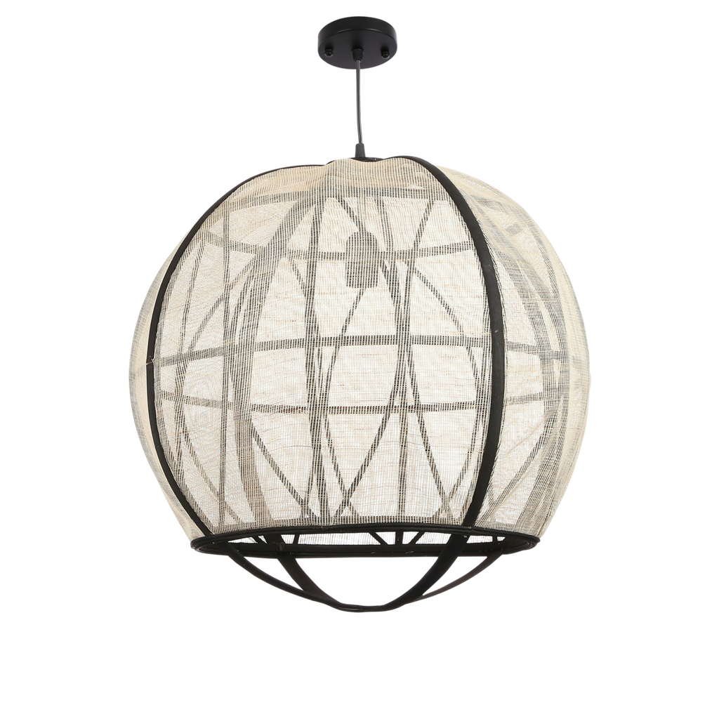 Pella Hanglamp - H50 x Ø51 cm - Linnen - Off-white Mica Decorations