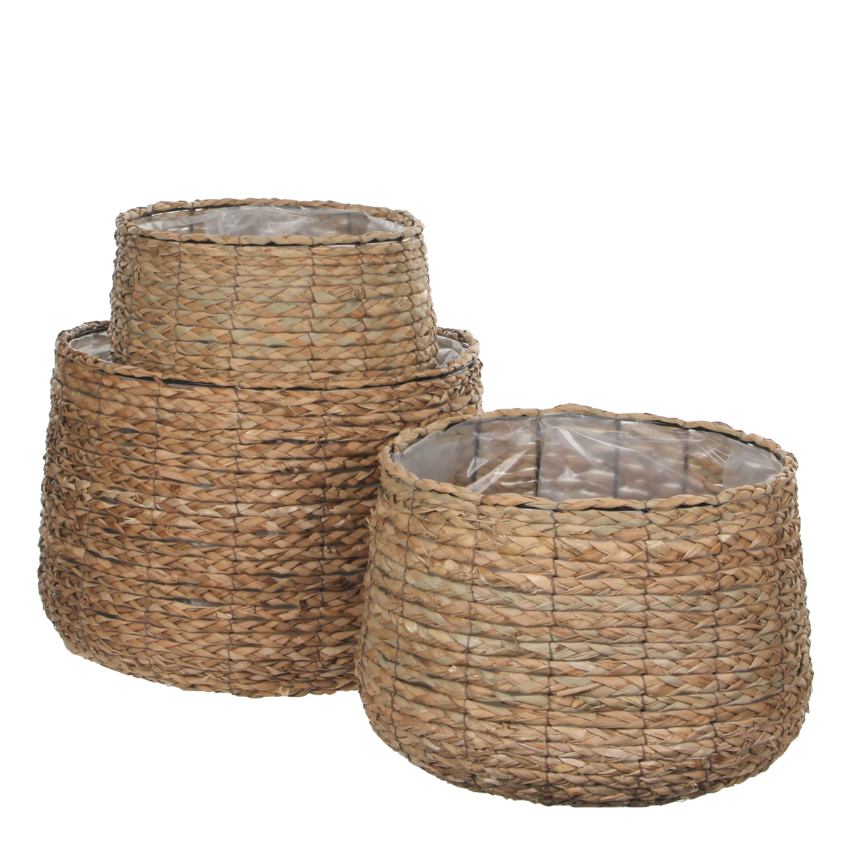 Avalon Plantenmand - Set van 3 - H32 x Ø44 cm - Zeegras - Lichtbruin Mica Decorations