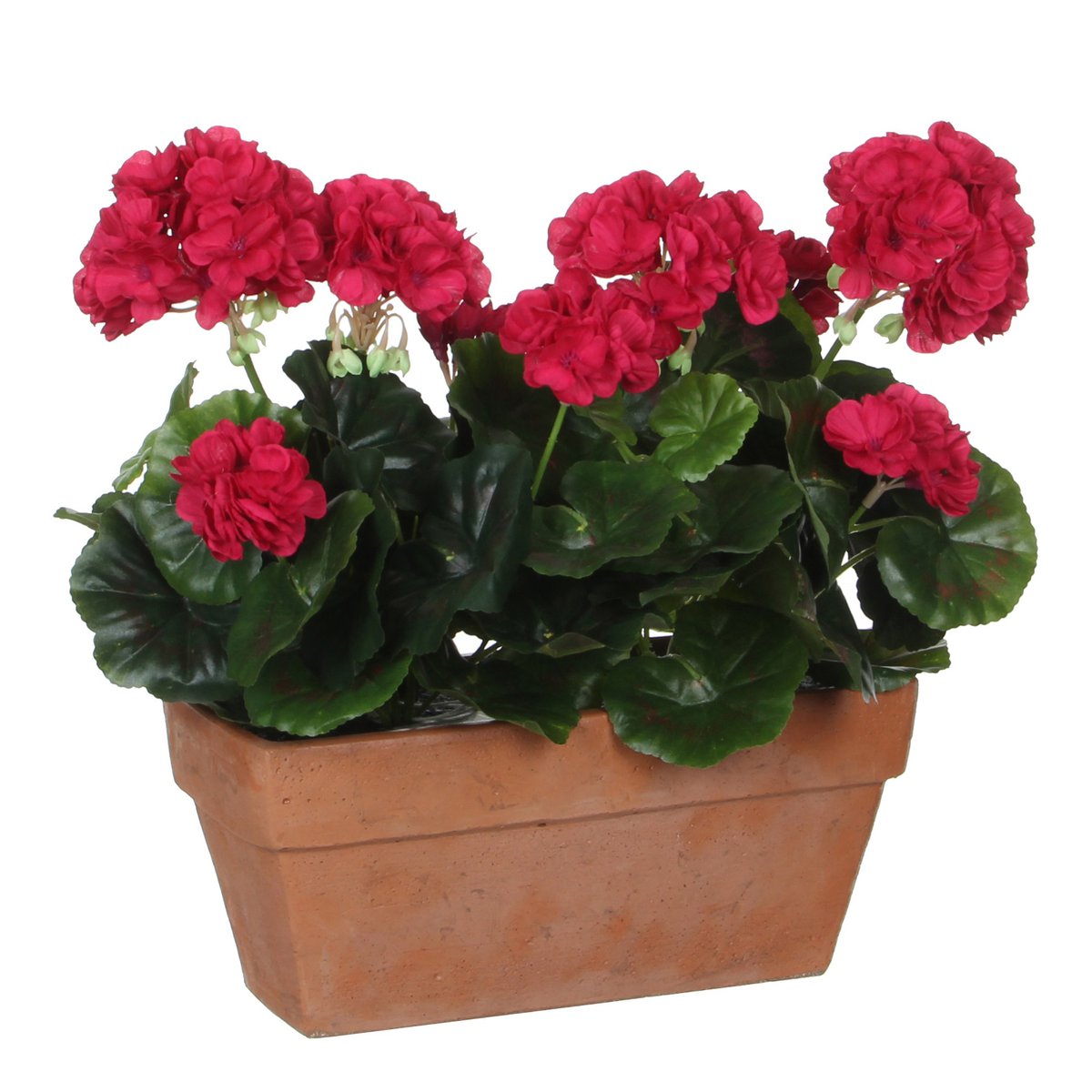 Geranium Kunstplant in Balkonbak - L29 x B13 x H40 cm - Donkerroze Mica Decorations
