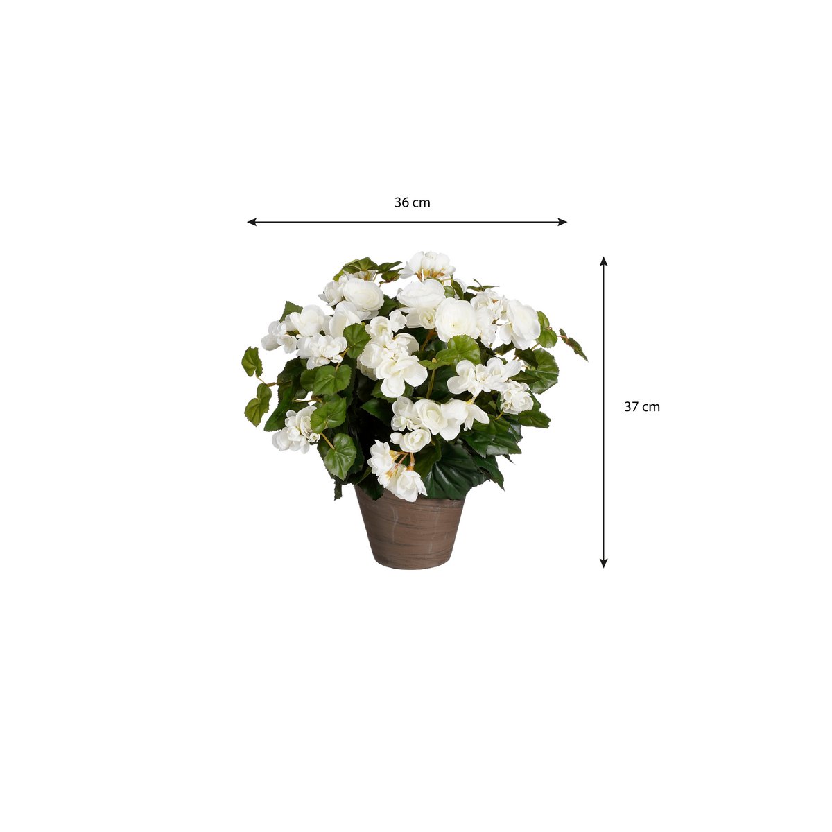 Begonia Kunstplant in Bloempot Stan - H37 x Ø36 cm - Wit