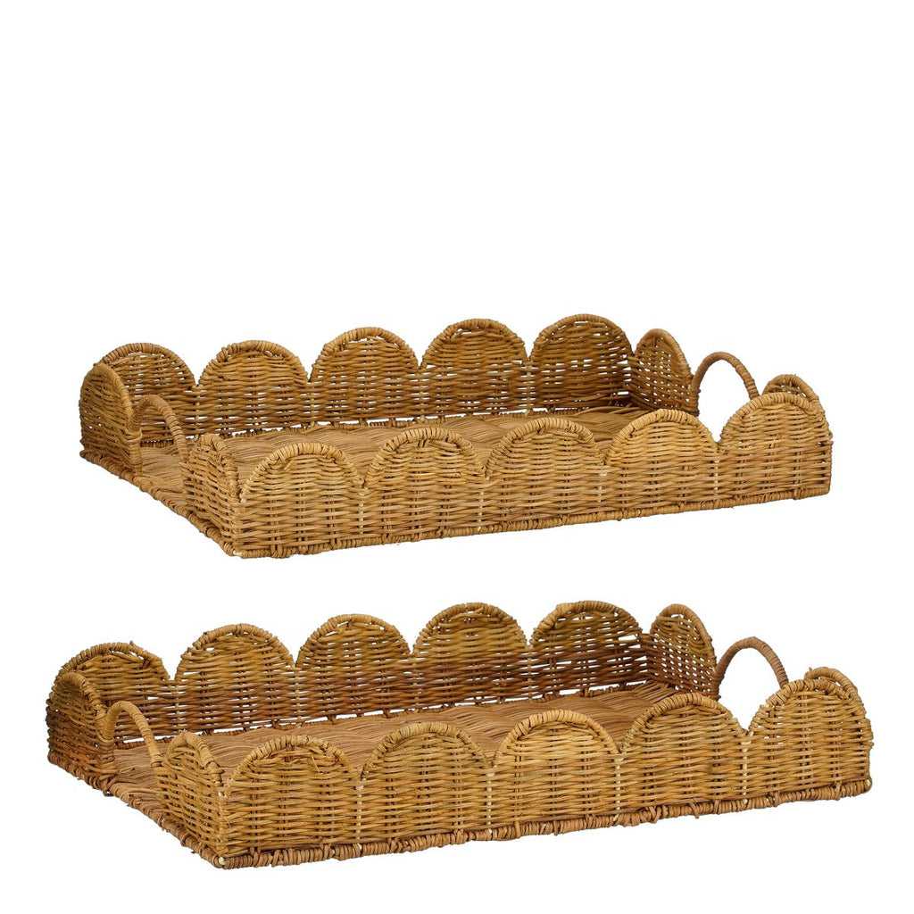 Eleta Dienblad - Set van 2 - L50 x B35 x H8 cm - Rotan - Bruin