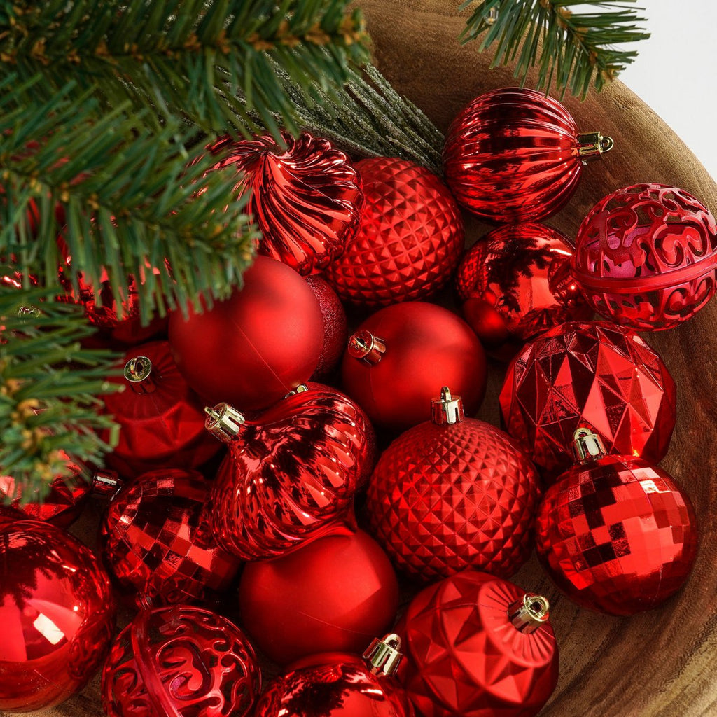 Kerstballen set  Rood Mica Decorations