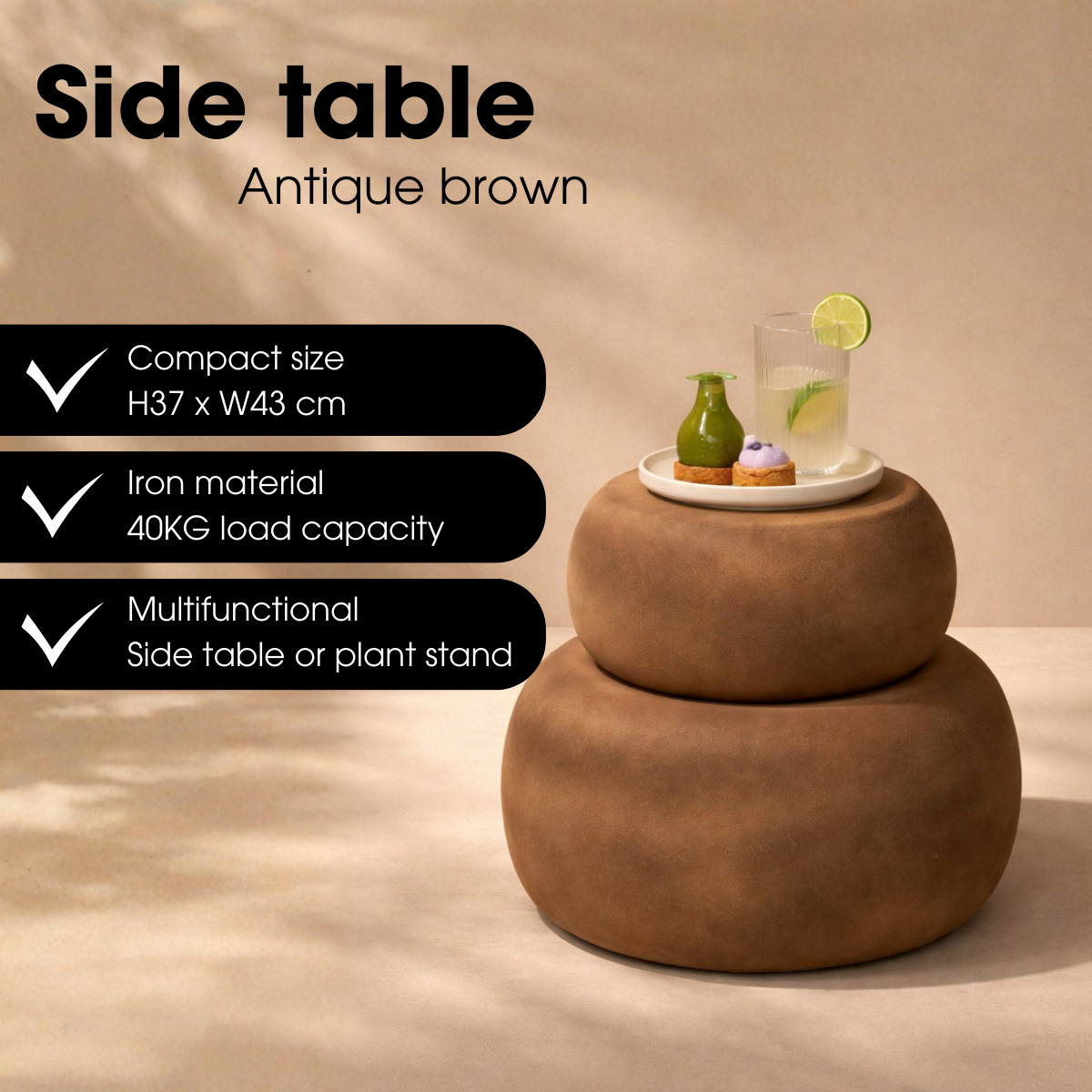 Bijzettafel Zea Bruin Mica Decorations