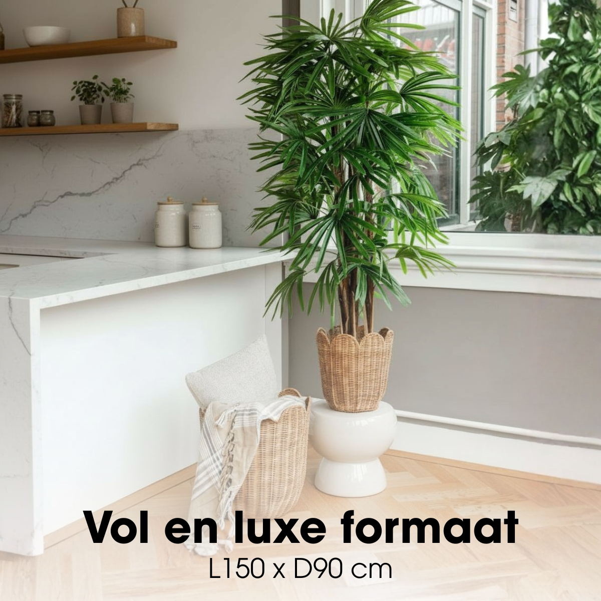 Kunstplant Raphis Palm Groen Mica Decorations