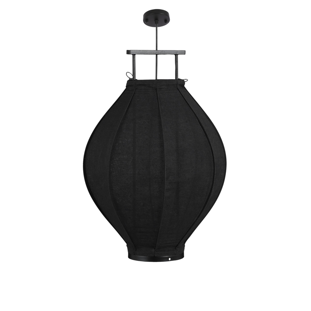 Pego Hanglamp - H73 x Ø54 cm - Linnen - Zwart