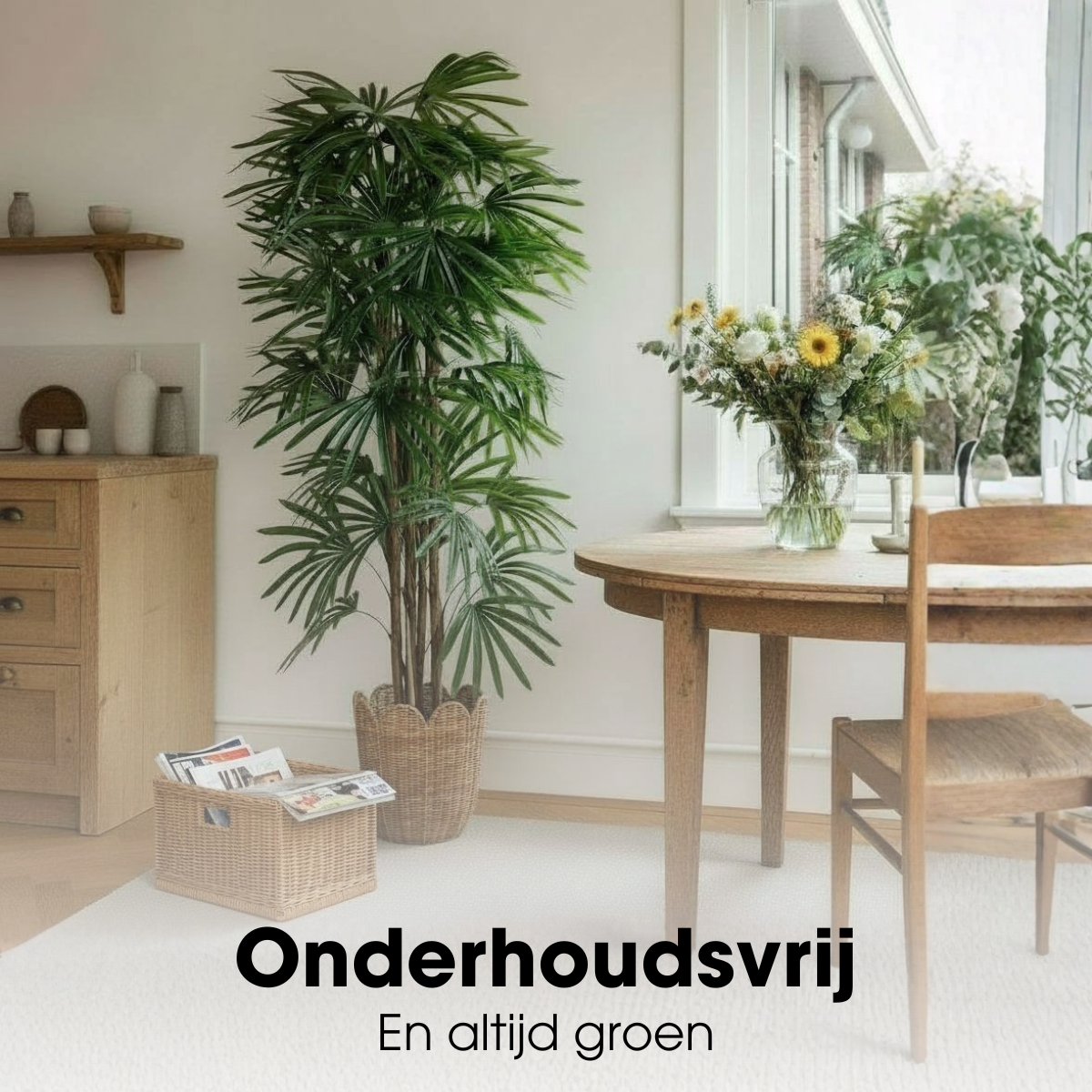 Kunstplant Raphis Palm Groen Mica Decorations